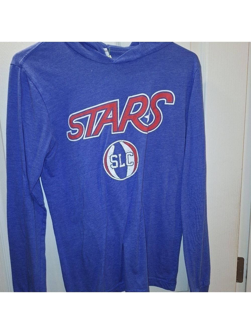 Blue Stars Long Sleeve Hoodie T-Shirt Small